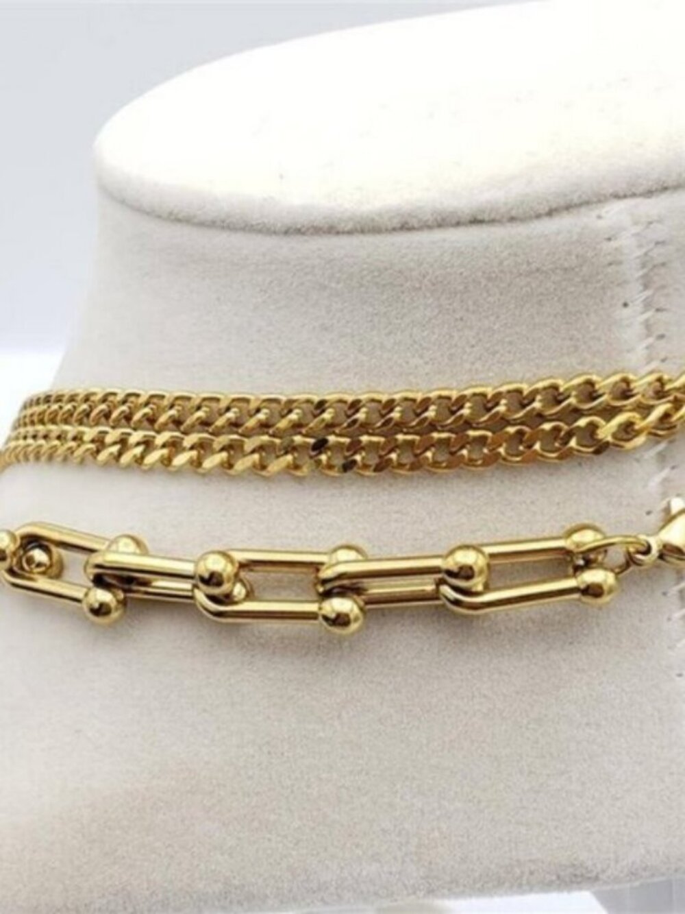 Double Chain Necklace with Authentic Louis Vuitton Padlock Pendant & Fresh Pearl - Picture 6 of 12